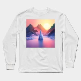 Sunset Serenade: 1920s Skyscrapers on Frozen Waters Long Sleeve T-Shirt